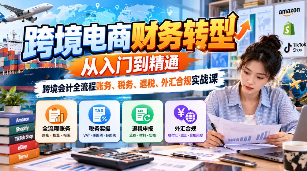 跨境电商财务转型：从入门到精通｜跨境会计全流程账务、税务、退税、外汇合规实战课主用 -、辅助 +中赚AI网