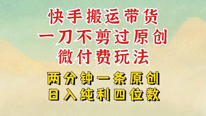 快手黑科技搬运带货，一刀不剪过原创，微付费投流玩法，轻松日入四位数…-客创社 - 专注互联网轻资产创业及网络项目资源整合与分享客创社-免费且强大的项目分享网站！