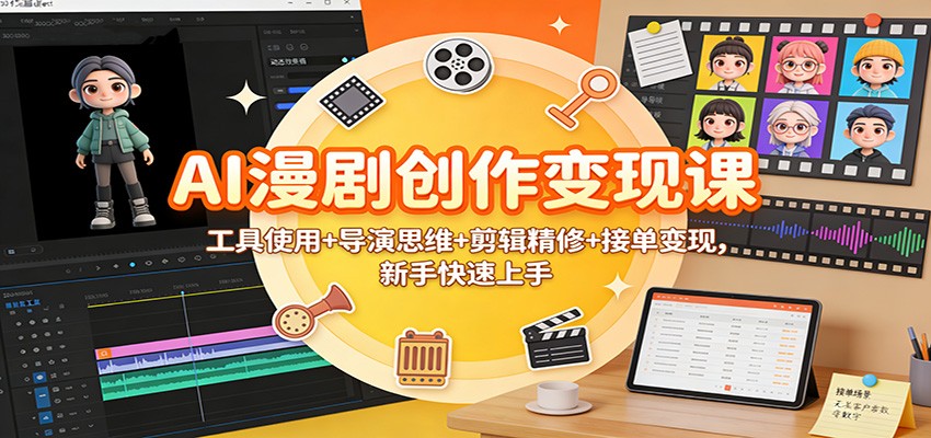 AI漫剧创作变现课：工具使用+导演思维+剪辑精修+接单变现，新手快速上手客创社区-专注互联网轻资产资源整合与分享客创社区-专注互联网轻资产资源整合与分享