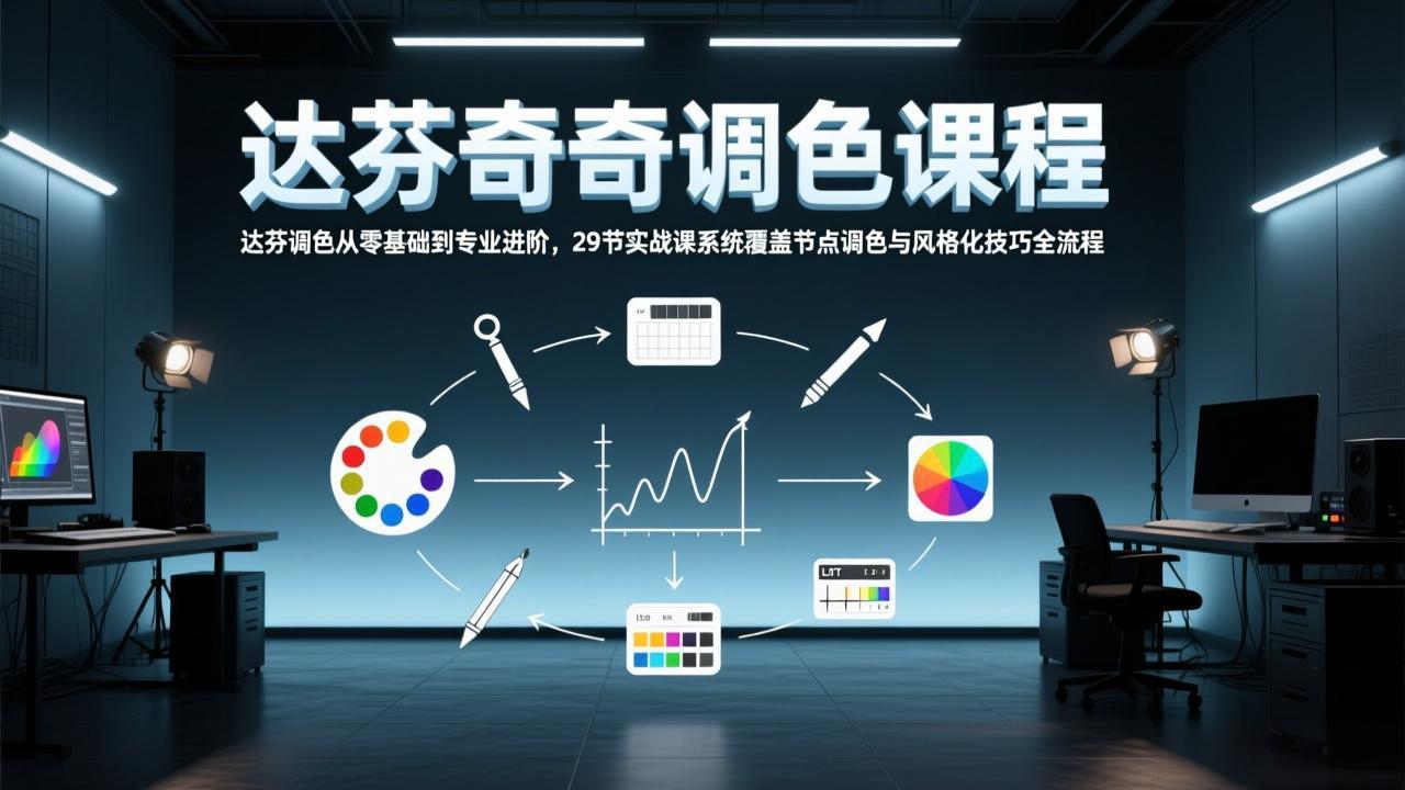 达芬奇调色从零基础到专业进阶，29节实战课系统覆盖节点调色与风格化技巧全流程客创社区-专注互联网轻资产资源整合与分享客创社区-专注互联网轻资产资源整合与分享