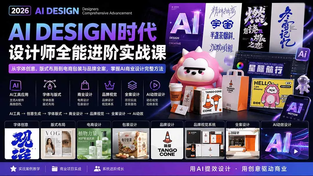 2026AI DESIGN时代设计师全能进阶实战课：从字体创意、
