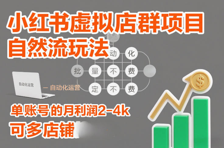 小红书虚拟店群项目，自然流玩法，批量自动化，稳定不费号，单账号的月利润2-4k，可多店矩阵客创社区-专注互联网轻资产资源整合与分享客创社区-专注互联网轻资产资源整合与分享