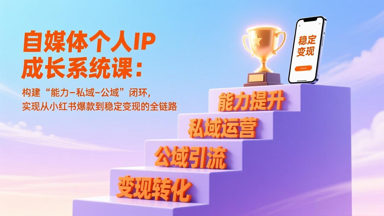 自媒体个人IP成长系统课：构建“能力-私域-公域”闭环，实现从小红书爆款到稳定变现的全链路客创社区-专注互联网轻资产资源整合与分享客创社区-专注互联网轻资产资源整合与分享