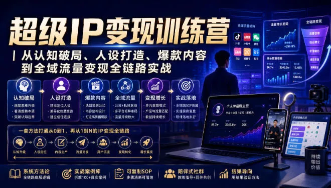 超级IP变现训练营｜从认知破局、人设打造、爆款内容到全域流量变现全链路实战-软件百科