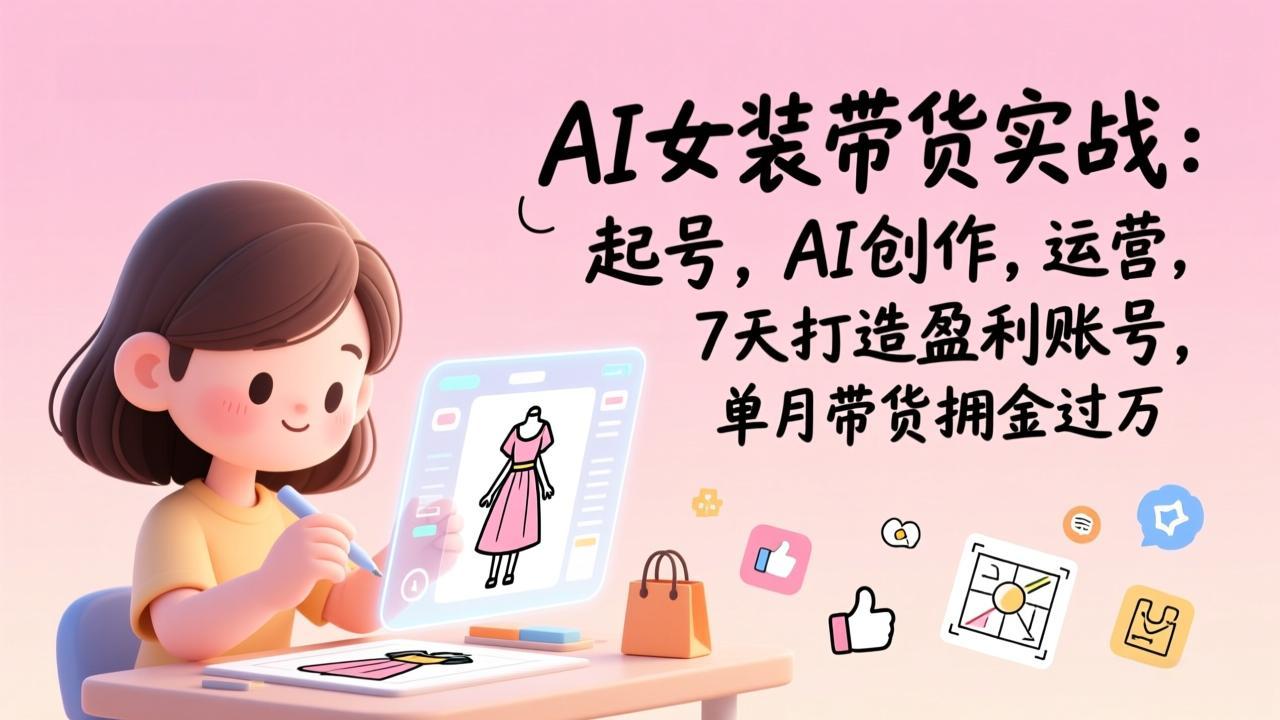 AI女装带货实战：起号，AI创作，运营，7天打造盈利账号，单月带货佣金过万客创社区-专注互联网轻资产资源整合与分享客创社区-专注互联网轻资产资源整合与分享