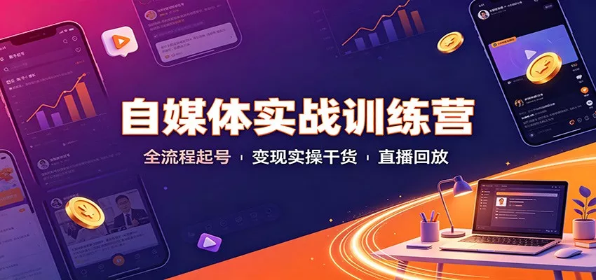 自媒体实战训练营：全流程起号变现实操干货直播回放星享资源网星享资源网