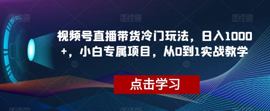 视频号直播带货冷门玩法，日入1000+，小白专属项目，从0到1实战教学【揭秘】客创社 - 专注互联网轻资产创业及网络项目资源整合与分享客创社 - 专注互联网轻资产创业及网络项目资源整合与分享