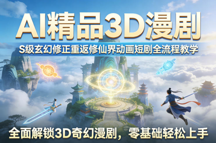 AI精品3D漫剧S级玄幻修正重返修仙界动画短剧全流程教学，全面解锁3D奇幻漫剧，零基础轻松上手客创社区-专注互联网轻资产资源整合与分享客创社区-专注互联网轻资产资源整合与分享