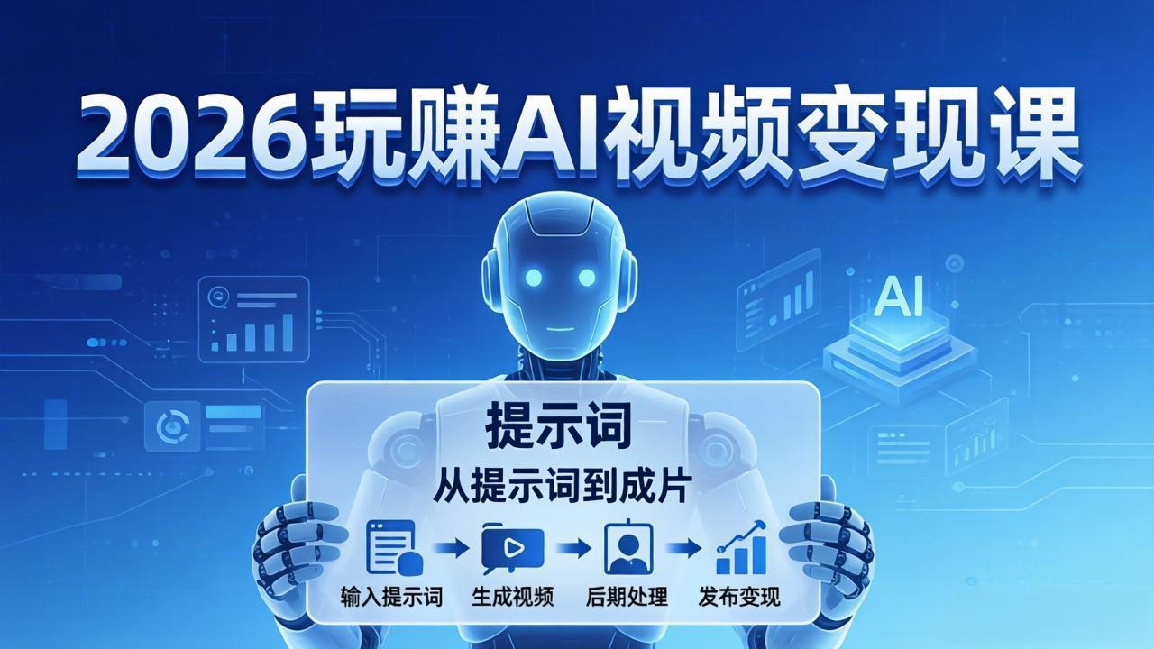 2026玩赚AI视频变现课：掌握 AI 视频全流程技能，从提示词到成片高效产出 《鱼见海科技》-鱼见海资源网-免费PHP网站源码模板,插件软件网创AI智能体资源分享平台！