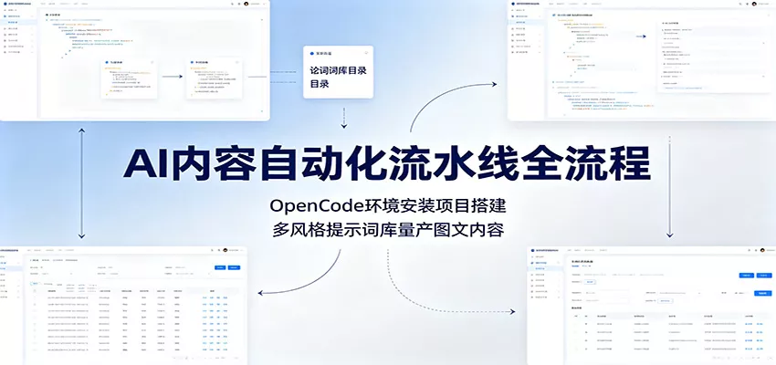 AI内容自动化流水线全流程：OpenCode环境安装项目搭建，多风格提示词库量产图文内容 《鱼见海科技》-鱼见海资源网-免费PHP网站源码模板,插件软件网创AI智能体资源分享平台！