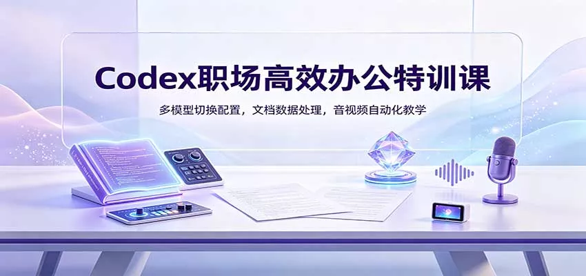 Codex职场高效办公特训课：多模型切换配置，文档数据处理，音视频自动化教学