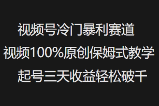 视频号冷门暴利赛道视频100%原创保姆式教学起号三天收益轻松破千客创社 - 专注互联网轻资产创业及网络项目资源整合与分享客创社 - 专注互联网轻资产创业及网络项目资源整合与分享