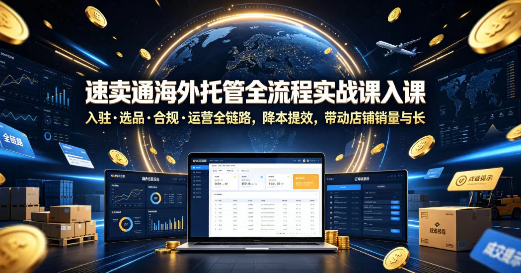 速卖通海外托管全流程实战课入驻・选品・合规・运营全链路，降本提效，带动店铺销量与收益增长客创社区-专注互联网轻资产资源整合与分享客创社区-专注互联网轻资产资源整合与分享