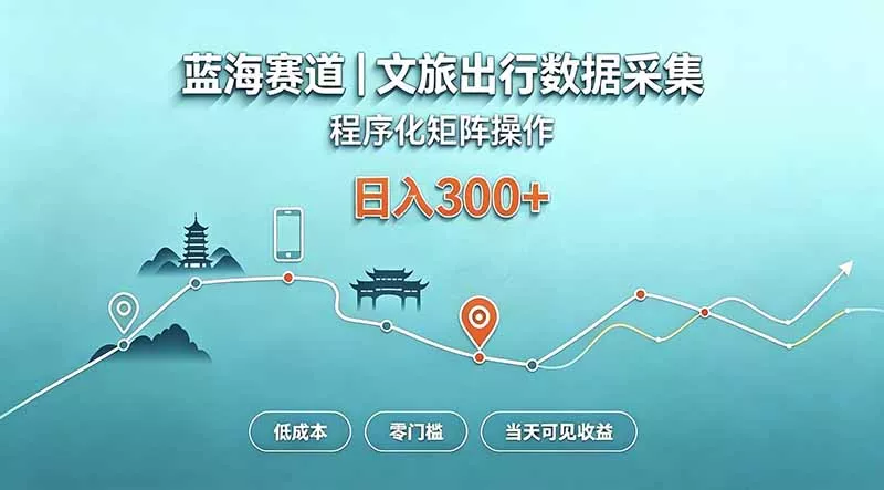 蓝海赛道 文旅出行数据采集 程序化矩阵操作 低成本 零门槛 当天可见收益 日入300+-鱼见海资源网-免费PHP网站源码模板,插件软件网创AI智能体资源分享平台！