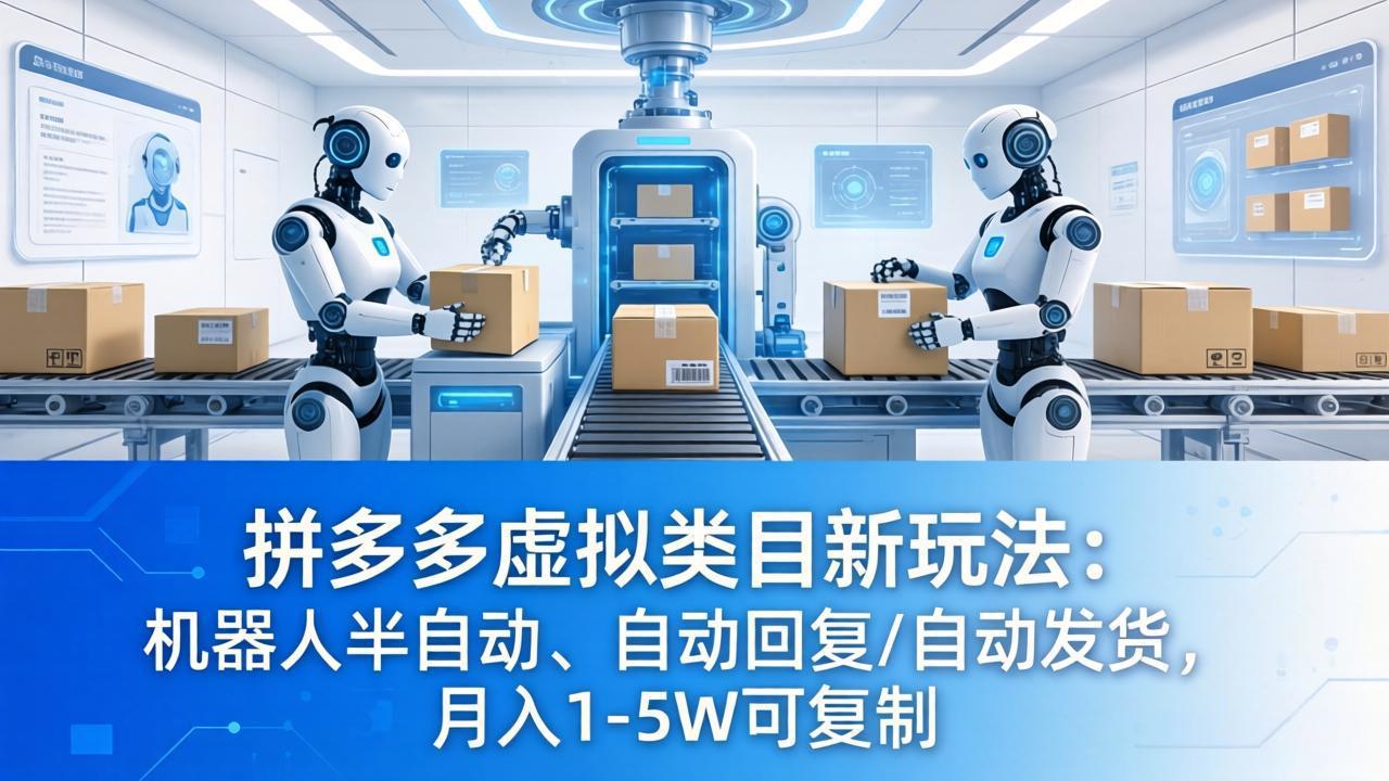 拼多多虚拟类目新玩法：机器人半自动、自动回复 /自动发货，月入 1-5W 可复制-鱼见海资源网-免费PHP网站源码模板,插件软件网创AI智能体资源分享平台！