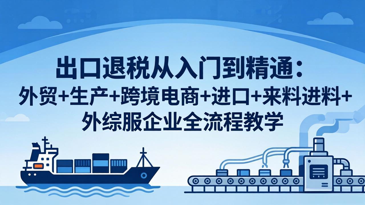 出口退税从入门到精通：外贸+生产+跨境电商+进口+来料进料+外综服企业全流程教学-鱼见海资源网-免费PHP网站源码模板,插件软件网创AI智能体资源分享平台！