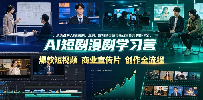 AI短剧漫剧学习营，系统讲解AI短剧、漫剧、影视预告片、爆款短视频与商业宣传片的创作全流程客创社区-专注互联网轻资产资源整合与分享客创社区-专注互联网轻资产资源整合与分享