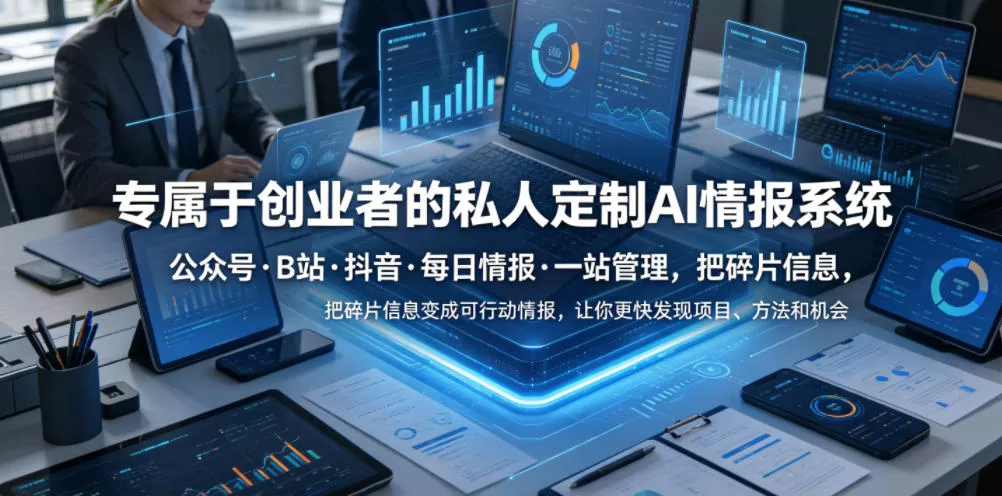 专属于创业者的私人定制AI情报系统，公众号·B站·抖音·每日情报·一站管理，把碎片信息变成可行动情报，让你更快发现项目、方法和机会客创社区-专注互联网轻资产资源整合与分享客创社区-专注互联网轻资产资源整合与分享