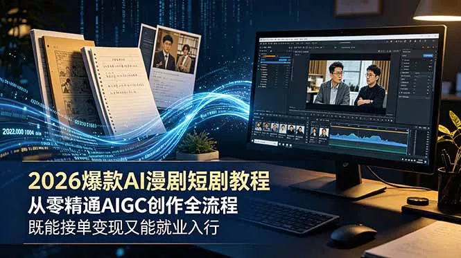 2026 爆款 AI 漫剧短剧教程 从零精通 AIGC 创作全流程 既能接单变现又能就业入行客创社区-专注互联网轻资产资源整合与分享客创社区-专注互联网轻资产资源整合与分享