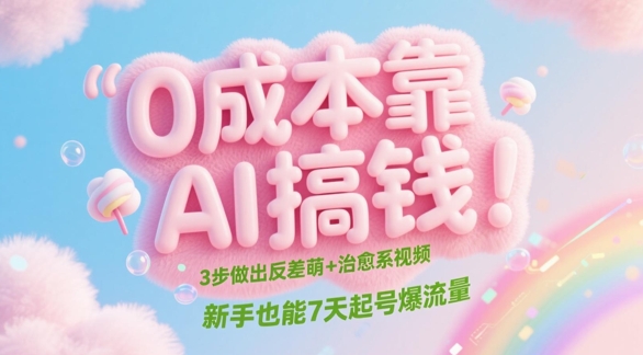 0成本靠AI搞钱！3步做出反差萌+治愈系视频，新手也能7天起号爆流量-客创社 - 专注互联网轻资产创业及网络项目资源整合与分享客创社-免费且强大的项目分享网站！