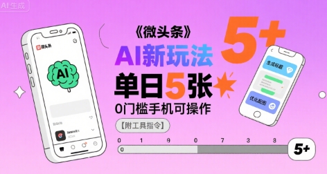 微头条AI新玩法，小白单日5张+，0门槛手机可操作【附工具指令】-客创社 - 专注互联网轻资产创业及网络项目资源整合与分享客创社-免费且强大的项目分享网站！