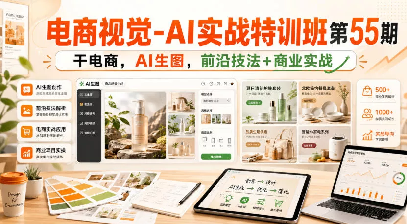 电商视觉-AI实战特训班第55期，干电商，AI生图，前沿技法+商业实战 《鱼见海科技》-鱼见海资源网-免费PHP网站源码模板,插件软件网创AI智能体资源分享平台！