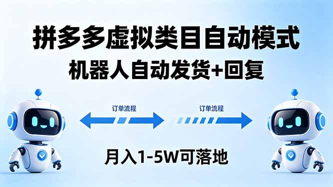多多虚拟类目自动模式，机器人自动发货 + 回复，月入 1-5W 可落地客创社区-专注互联网轻资产资源整合与分享客创社区-专注互联网轻资产资源整合与分享
