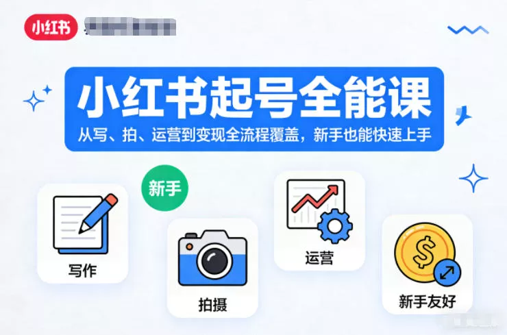 小红书起号全能课，从写、拍、运营到变现全流程覆盖，新手也能快速上手(更新) 《鱼见海科技》-鱼见海资源网-免费PHP网站源码模板,插件软件网创AI智能体资源分享平台！