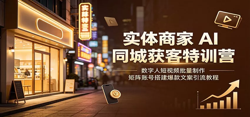 实体商家AI同城获客特训营：数字人短视频批量制作，矩阵账号搭建爆款文案引流教程客创社区-专注互联网轻资产资源整合与分享客创社区-专注互联网轻资产资源整合与分享