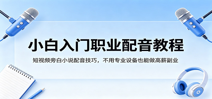 小白入门职业配音教程，短视频旁白小说配音技巧，不用专业设备也能做高薪副业客创社区-专注互联网轻资产资源整合与分享客创社区-专注互联网轻资产资源整合与分享