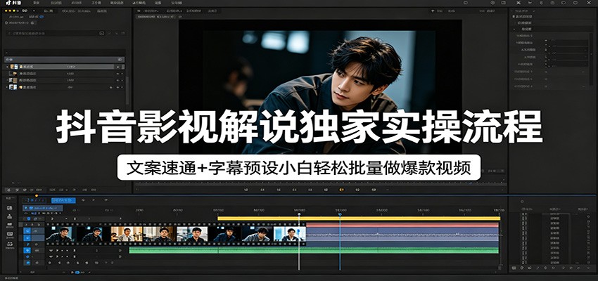 抖音影视解说独家实操流程，文案速通+字幕预设小白轻松批量做爆款视频客创社区-专注互联网轻资产资源整合与分享客创社区-专注互联网轻资产资源整合与分享