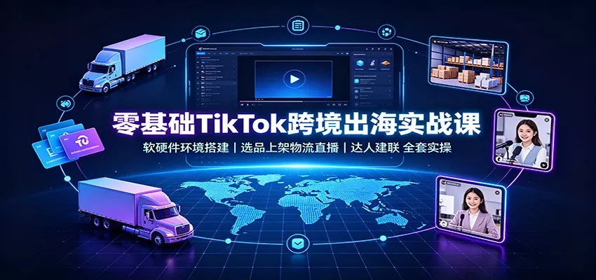 零基础TikTok跨境出海实战课：软硬件环境搭建，选品上架物流直播，达人建联全套实操客创社区-专注互联网轻资产资源整合与分享客创社区-专注互联网轻资产资源整合与分享