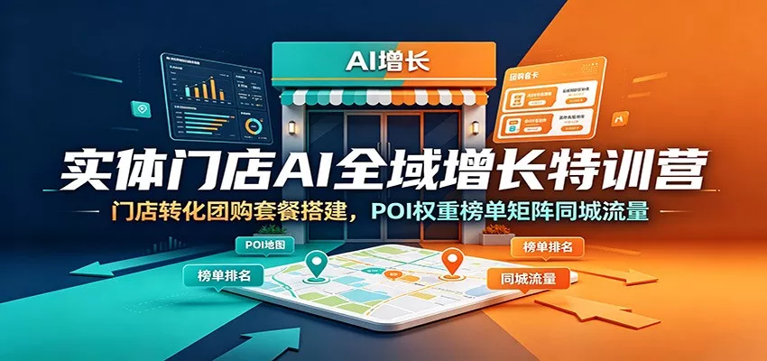 实体门店AI全域增长特训营：门店转化团购套餐搭建，POI权重榜单矩阵同城流量-鱼见海资源网-免费PHP网站源码模板,插件软件网创AI智能体资源分享平台！