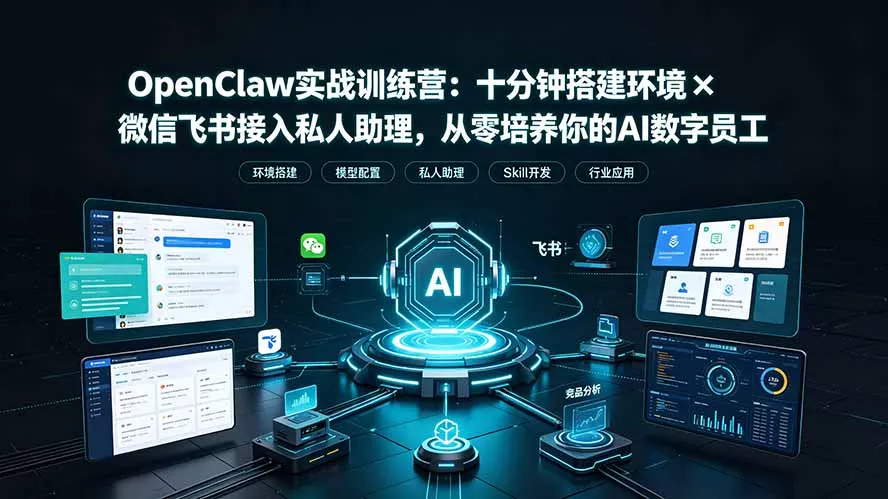 OpenClaw实战特训营：十分钟搭建环境×微信飞书接入私人助理，从零培养你的AI数字员工-软件百科
