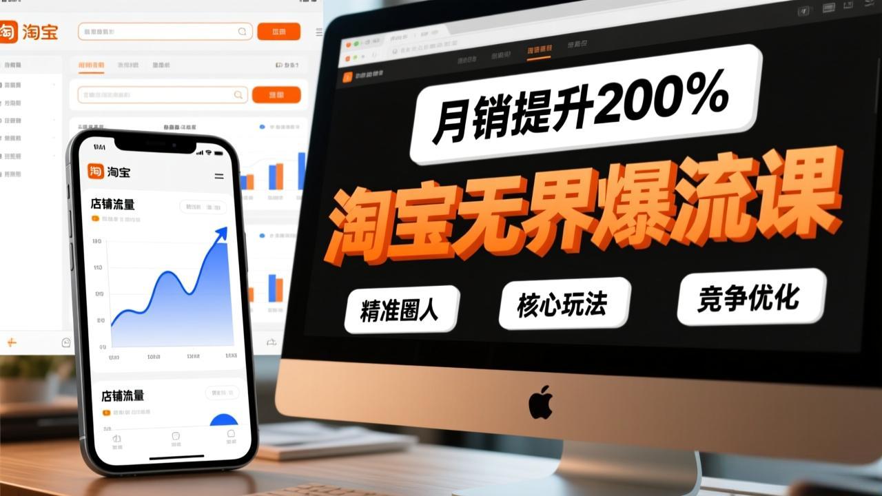 淘宝无界爆流课，精准圈人、核心玩法、竞争优化，快速引爆店铺流量，月销提升200%-九九网创