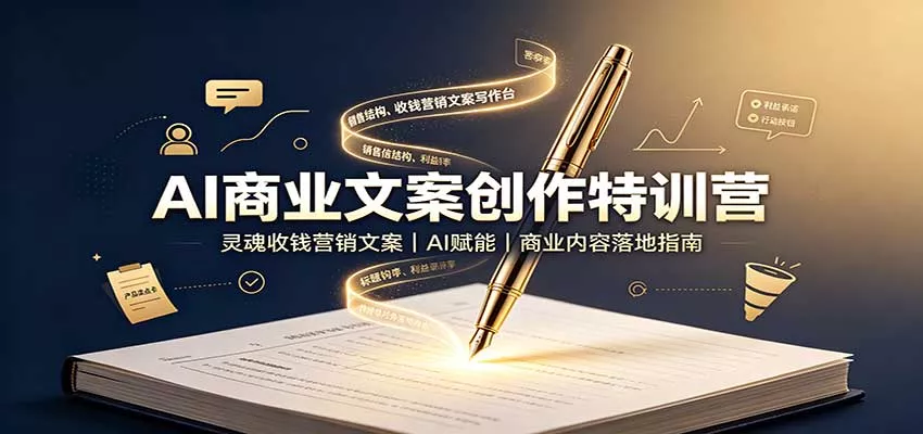 AI商业文案创作特训营：灵魂收钱营销文案，AI赋能，商业内容落地指南-鱼见海资源网-免费PHP网站源码模板,插件软件网创AI智能体资源分享平台！