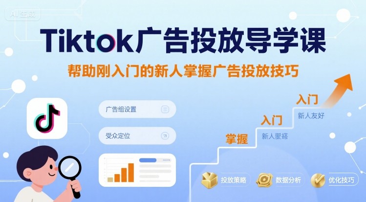 Tiktok广告投放导学课，帮助刚入门的新人掌握广告投放技巧-客创社 - 专注互联网轻资产创业及网络项目资源整合与分享客创社-免费且强大的项目分享网站！