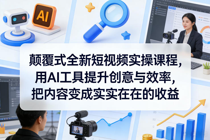 颠覆式全新短视频实操课程，用AI工具提升创意与效率，把内容变成实实在在的收益客创社区-专注互联网轻资产资源整合与分享客创社区-专注互联网轻资产资源整合与分享