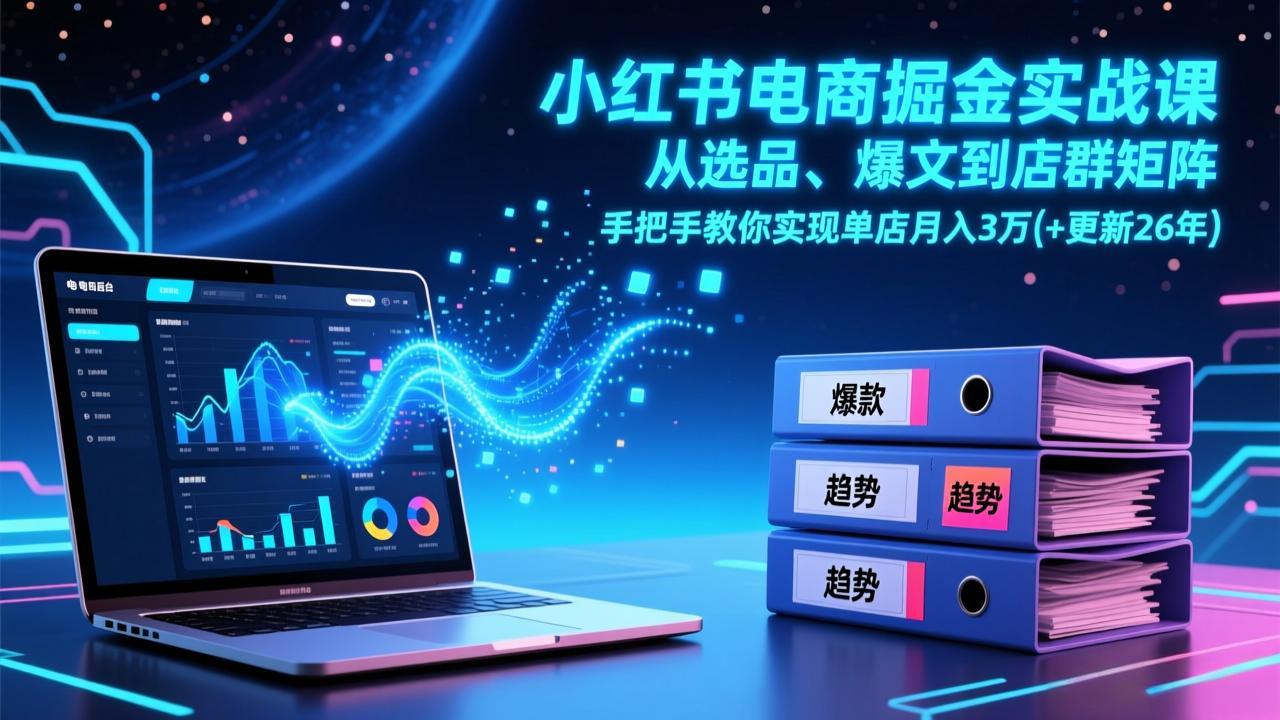 小红书电商掘金实战课，从选品、爆文到店群矩阵，手把手教你实现单店月入3万+(更新26年客创社区-专注互联网轻资产资源整合与分享客创社区-专注互联网轻资产资源整合与分享