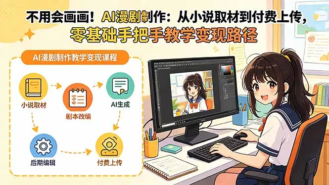 不用会画画!AI漫剧制作:从小说取材到付费上传,零基础手把手教学变现路径(更新-软件百科