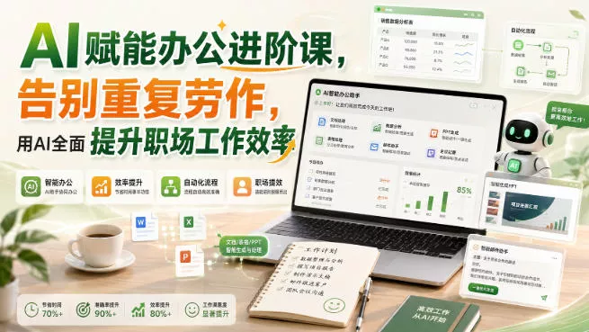AI赋能办公进阶课，告别重复劳作，用AI全面提升职场工作效率 《鱼见海科技》-鱼见海资源网-免费PHP网站源码模板,插件软件网创AI智能体资源分享平台！
