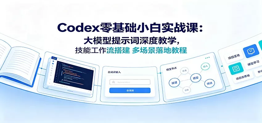 Codex零基础小白实战课：大模型提示词深度教学，技能工作流搭建多场景落地教程