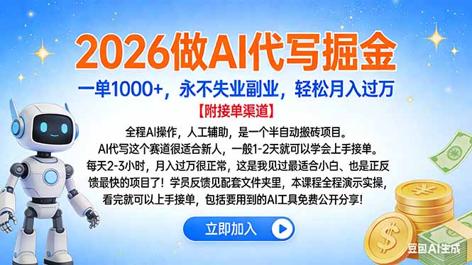 2026做AI代写掘金，一单1000+，永不失业副业，轻松月入过万客创社区-专注互联网轻资产资源整合与分享客创社区-专注互联网轻资产资源整合与分享