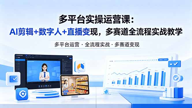 某团队多平台实操运营课-更新26年4月20：AI剪辑+数字人+直播变现，多赛道全流程实战教学客创社区-专注互联网轻资产资源整合与分享客创社区-专注互联网轻资产资源整合与分享