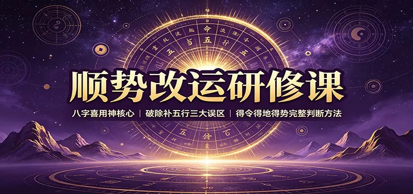 顺势改运研修课：八字喜用神核心，破除补五行三大误区，得令得地得势完整判断方法星享资源网星享资源网