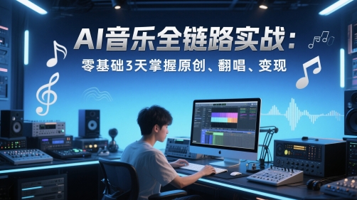 AI音乐全链路实战变现课：零基础3天掌握原创、翻唱、变现-客创社 - 专注互联网轻资产创业及网络项目资源整合与分享客创社-免费且强大的项目分享网站！