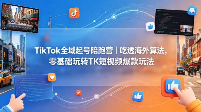 TikTok全域起号陪跑营｜吃透海外算法，零基础玩转TK短视频爆款玩法客创社区-专注互联网轻资产资源整合与分享客创社区-专注互联网轻资产资源整合与分享