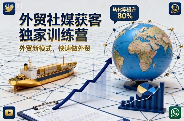 外贸社媒获客独家训练营,外贸新模式,快速做外贸(更新26年3月)主用 -、辅助 +中赚AI网