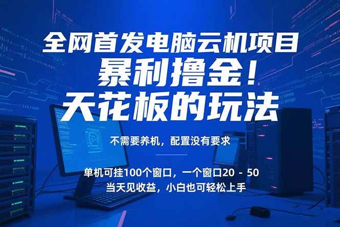 （15323期）电脑云机项目 暴力撸金玩法，不需要养机 配置没有要求 单机100个窗口一…-客创社 - 专注互联网轻资产创业及网络项目资源整合与分享客创社-免费且强大的项目分享网站！