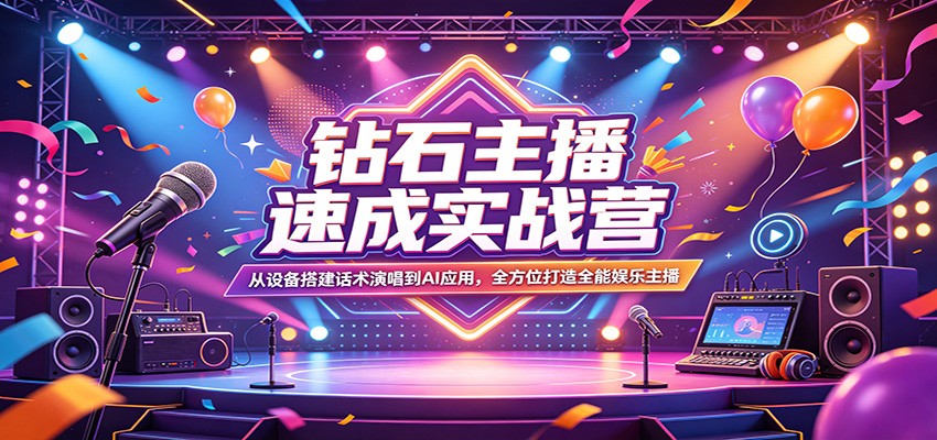 钻石主播速成实战营：从设备搭建话术演唱到AI应用，全方位打造全能娱乐主播客创社区-专注互联网轻资产资源整合与分享客创社区-专注互联网轻资产资源整合与分享